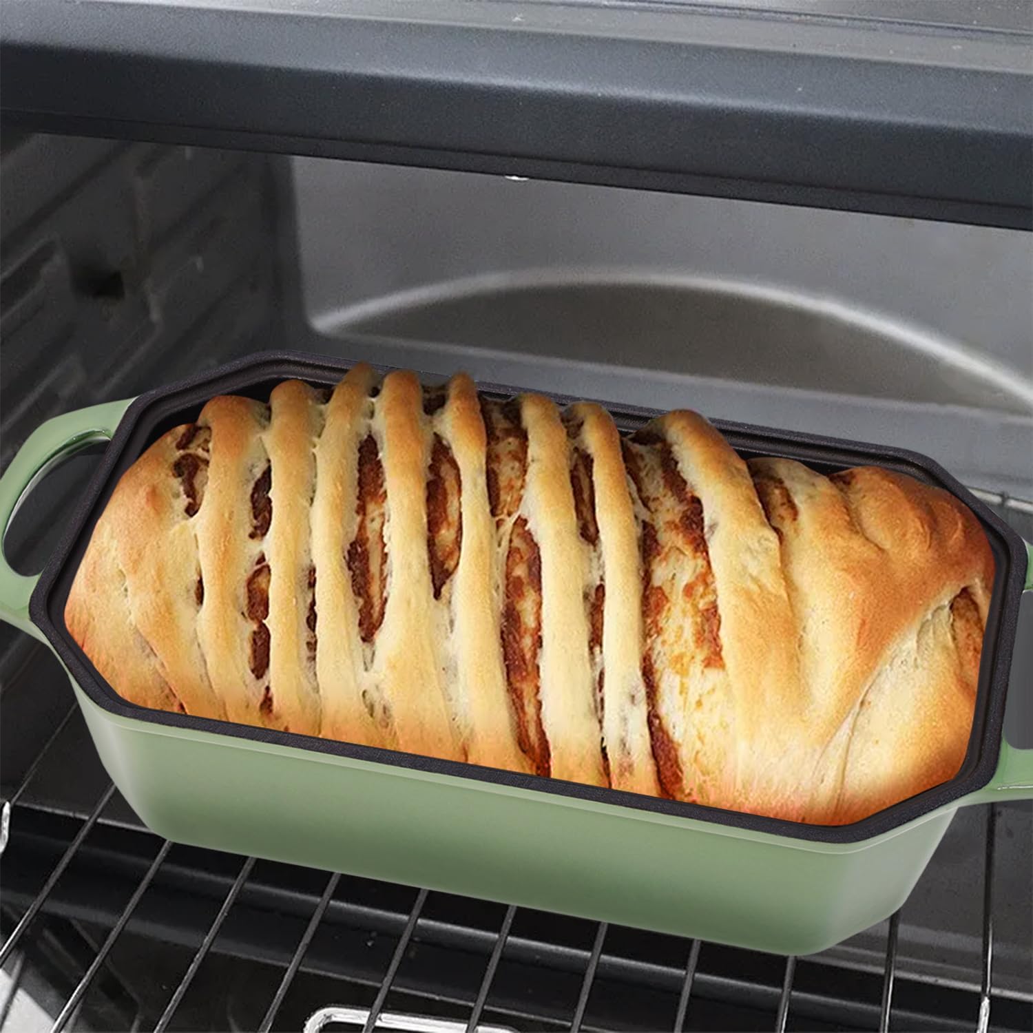 Bread Pan Cast Iron Loaf Pan with Lid 9x5 Inch Bread Loaf Pan for Baking Bread Enameled Cast Iron Sourdough Bread Pan - Culinary Roots