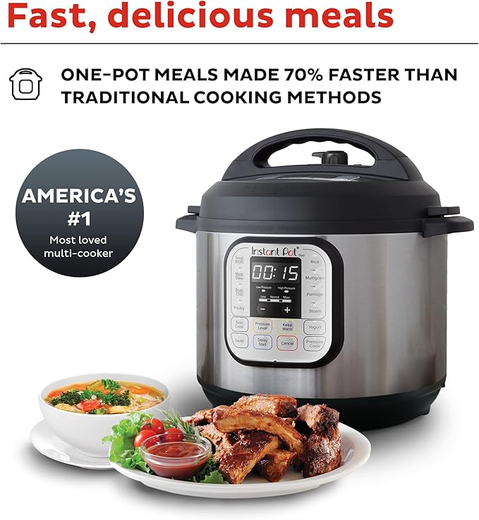 Instant Pot Duo 8 Qt Electric Pressure Cooker + Stainless Steel Inner Pot