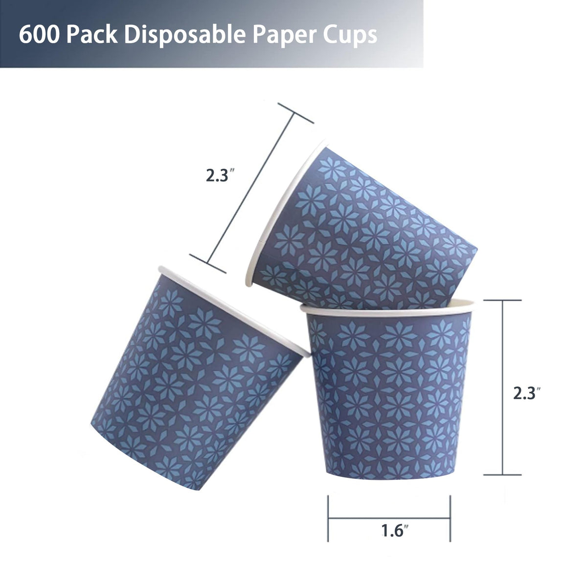 600 Pack 3 oz Paper Cups Disposable Bathroom Mouthwash Cups Navy (600 Count)
