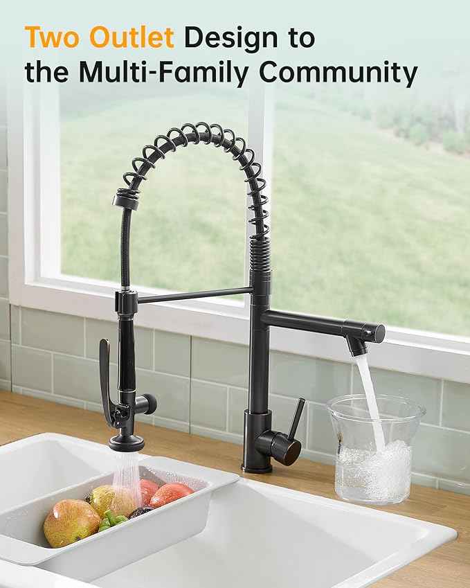 Fapully Commercial Pull Down Kitchen Sink Faucet with Sprayer Oil Rubber Bronze