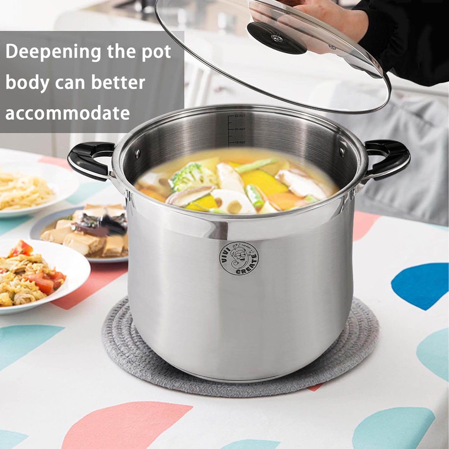 VivicreateStainless Steel Stock Pot with Lid for Induction Cooking Boiling Pasta Stew Soup Large Capacity Cookware with Handles for Kitchen Spaghetti Olla Olla de Acero Inoxidable (11.5 QT) - Culinary Roots
