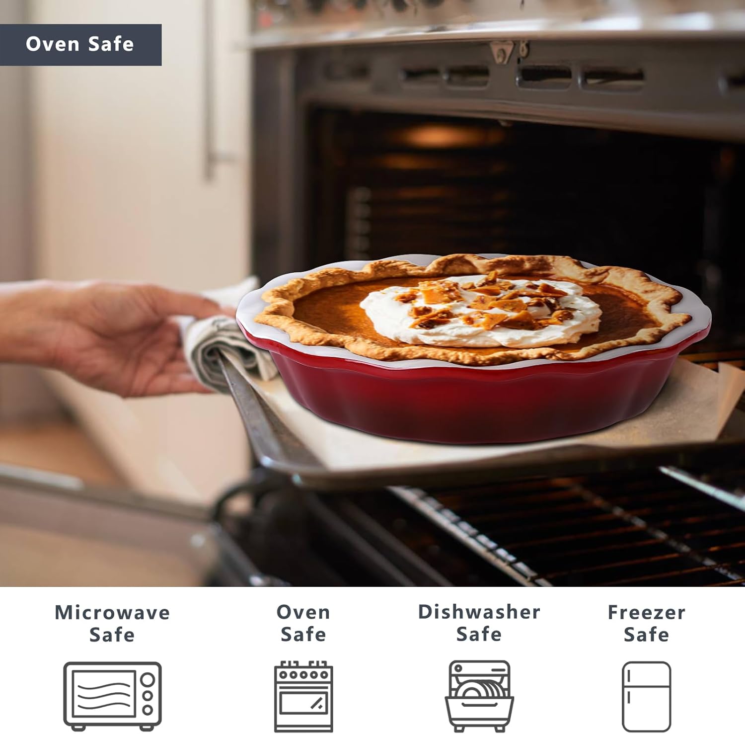 Lareina Pie Pans for Baking, Ceramic 9 Inch Deep Pie Dish with Rippled Edge for Apple Pie, Pecan Pie, Colorful and Durable Pie Plate, Christmas Gifts for Women, Set of 2, Red - Culinary Roots