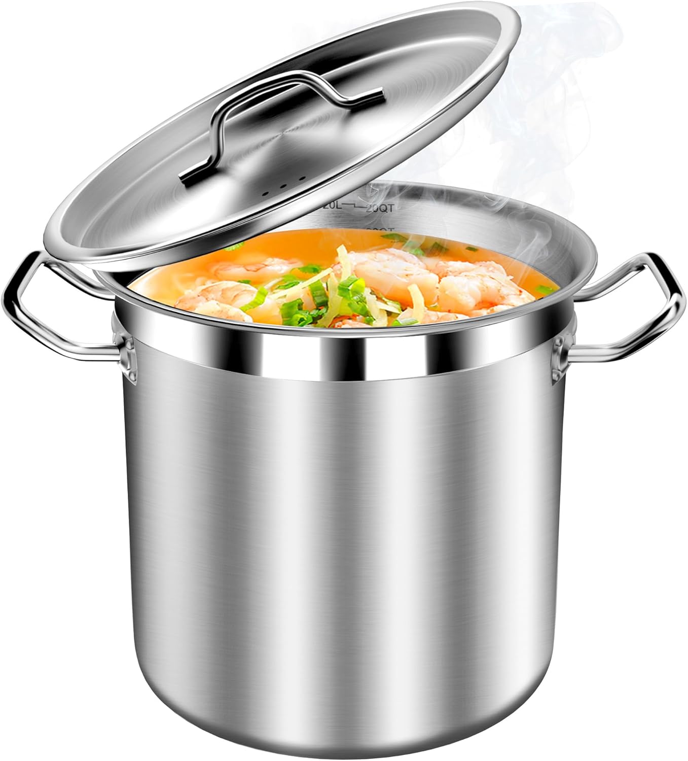 20 Quart Soup Pot with Lid – Stainless Steel Stock Pot, Heavy Duty Cooking Pot for Soup, Pasta, Stew – Induction & Oven Safe, Commercial & Home Use - Culinary Roots