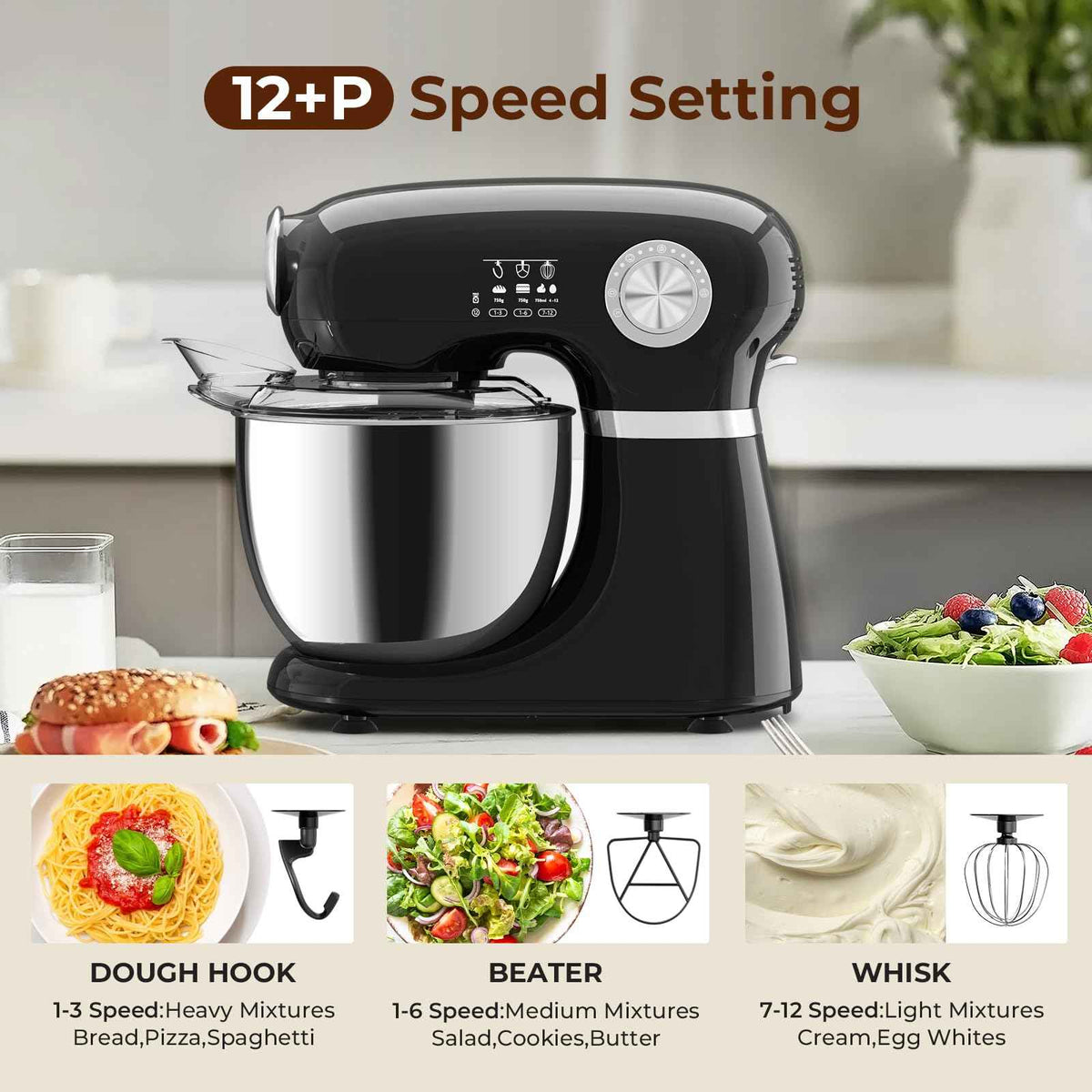 5.3 Quart Electric Stand Mixer With 12 Speed