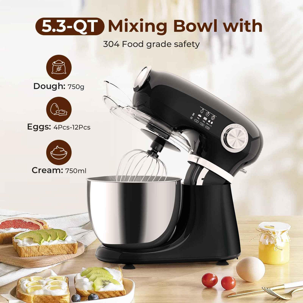 5.3 Quart Electric Stand Mixer With 12 Speed