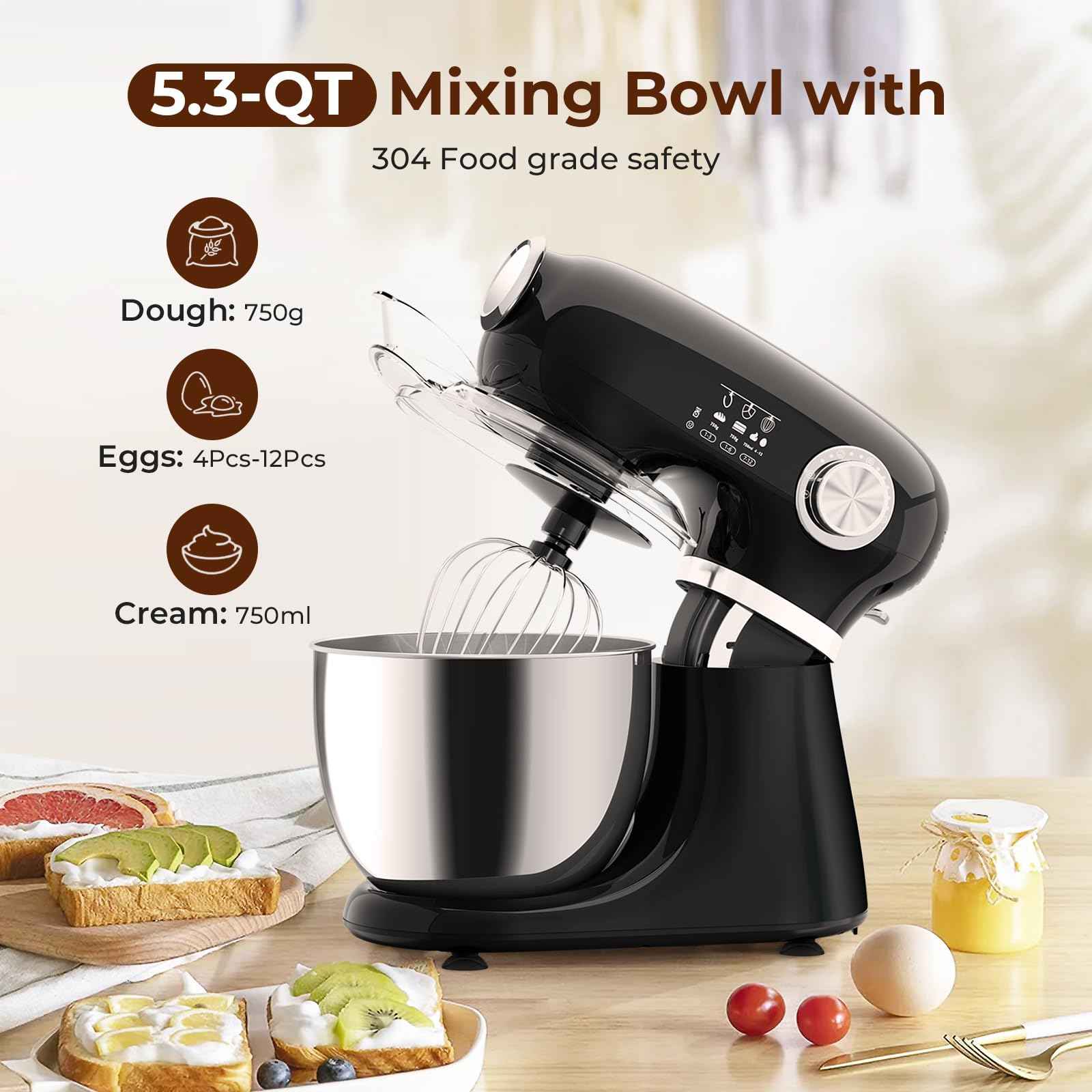 5.3 Quart Electric Stand Mixer With 12 Speed