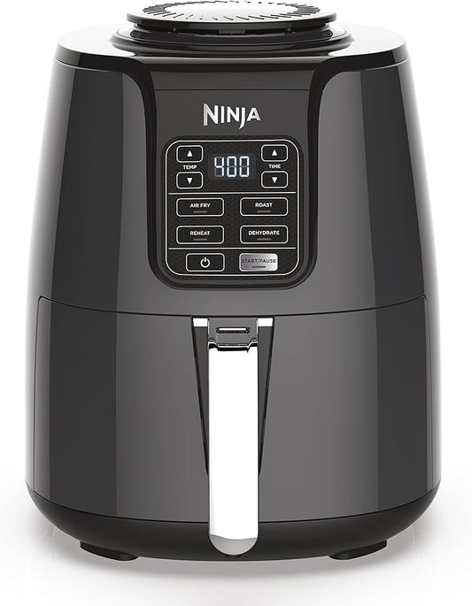 Ninja Air Fryer | 4 QT Capacity | 4-in-1 Roast, Crisp, Roast, Reheats, & Dehydrates | Dishwasher Safe Parts | 105°F-400°F | Includes 20 Easy & Healthy Recipes | 1550 watt | Grey | AF101