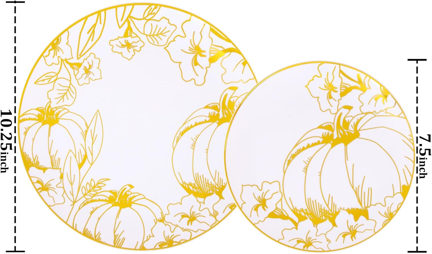FLOWERCAT 60PCS Thanksgiving Plates & Gold Pumpkin Plates - Including 30PCS 10.25inch Thanksgiving Dinner Plates and 30PCS 7.5inch Thanksgiving Dessert Plates for Giving Thanks Theme Party - Culinary Roots