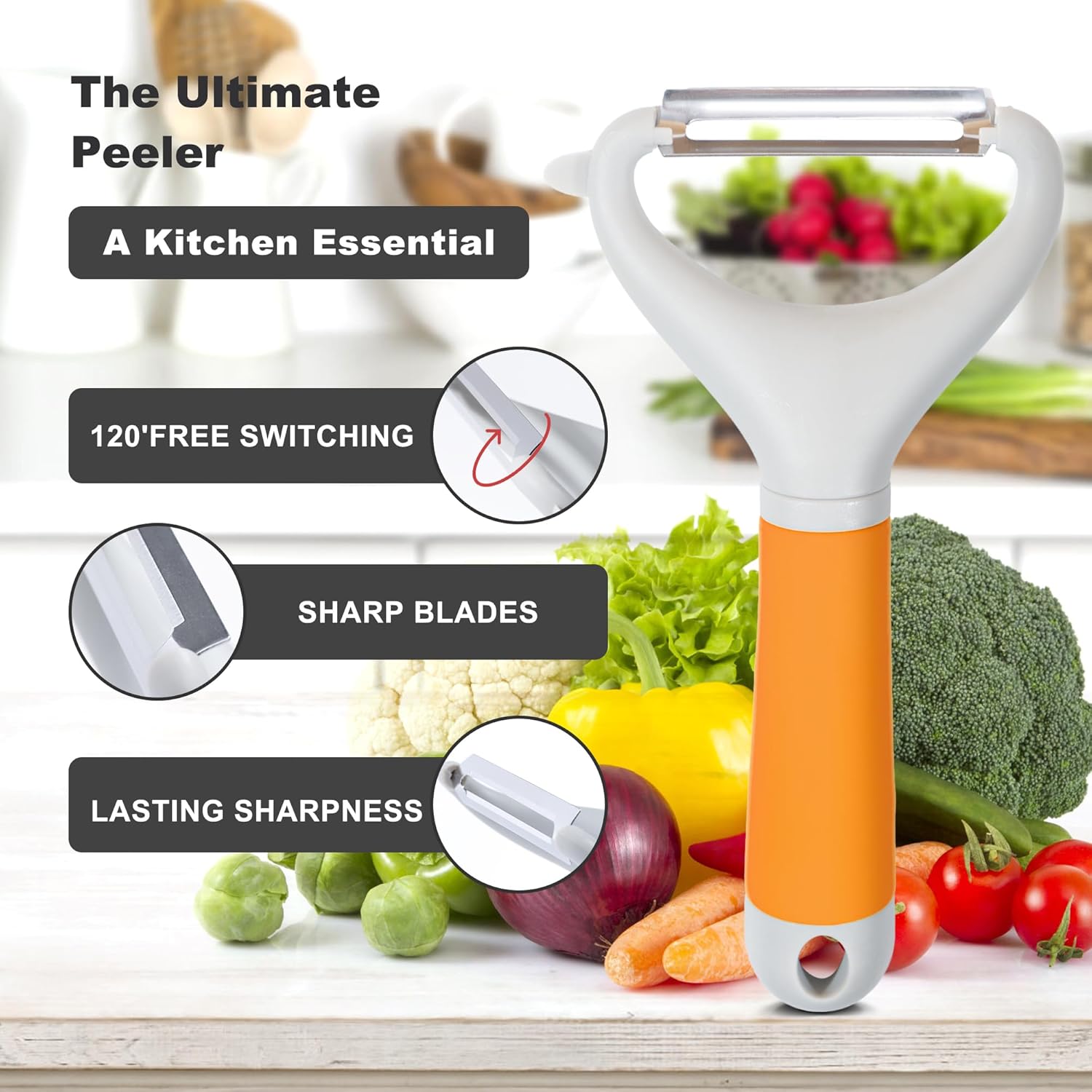 Li&Zhao Vegetable Peelers - Potato Peelers Fruit Peeler Veggie Peeler Carrot Peeler Apple Peeler Garlic Peeler for Kitchen Julienne Peeler, Dishwasher Safe(Orange) - Culinary Roots