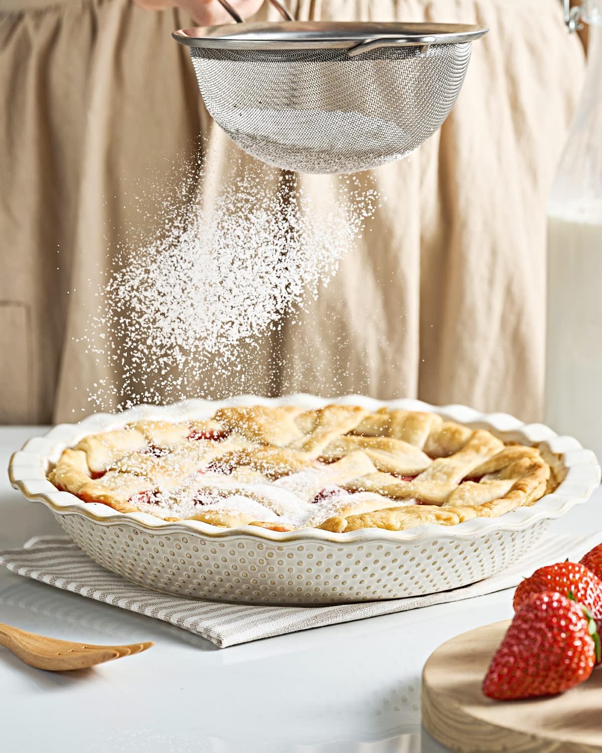 getstar Ceramic Pie Pan, 9 inch Pie Dish for Baking, Non-Stick, Oven & Dishwasher Safe, Farmhouse Decor Quiche Baking Dish, Pie Plate, Deep Dish Pie Pan (Embossed Dots) - Culinary Roots