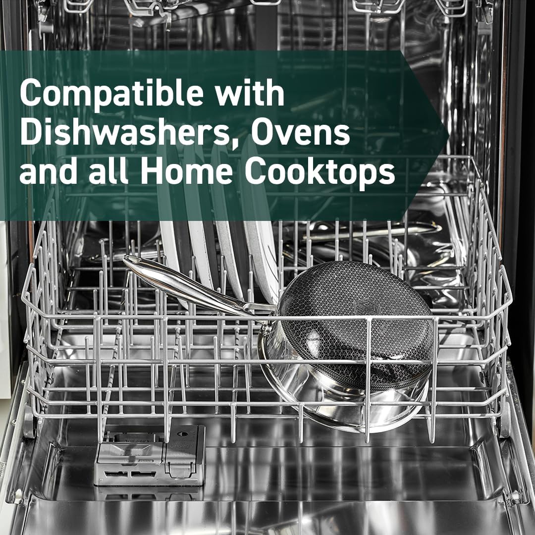 HexClad Hybrid Nonstick 2-Quart Saucepan with Tempered Glass Lid, Stay-Cool Handle, Dishwasher-Friendly, Oven-Safe Up to 900°F, Induction Ready, Compatible with All Cooktops - Culinary Roots