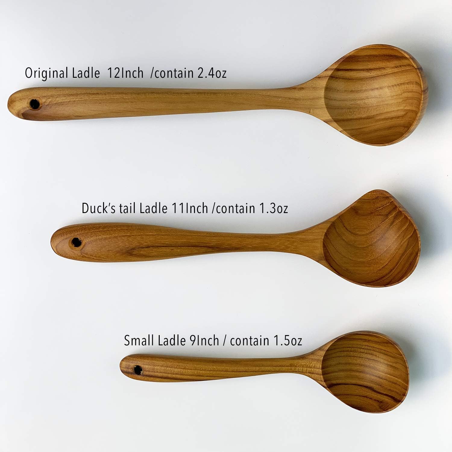 FAAY Duck's Tail Ladle - Eco Friendly Teak Wood Kitchen Tool, Hand Carved Unique Grain Server Gravy Ladle - Culinary Roots