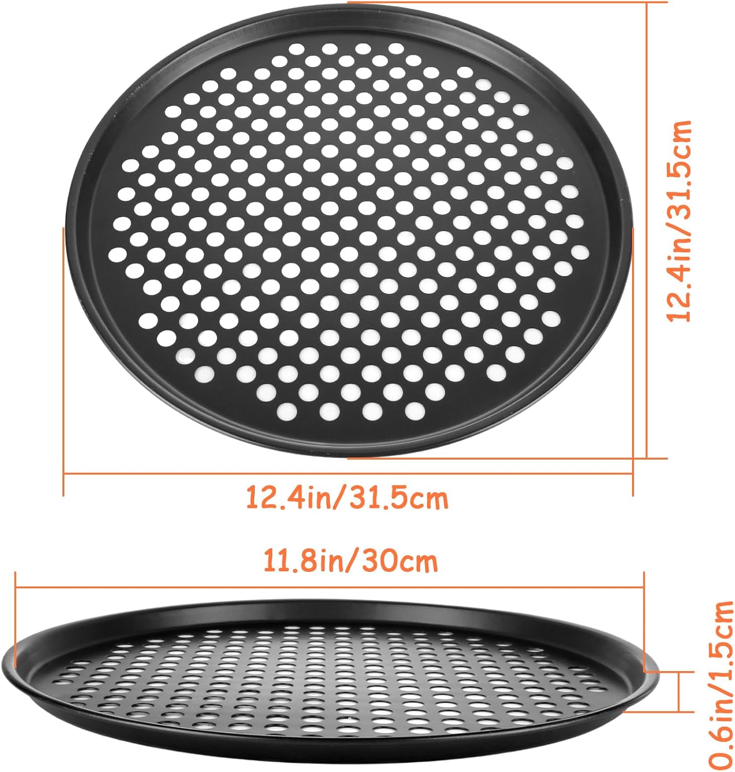 6PCS Pizza Pan with Holes 12 inch Round Pizza Pan Set Nonstick Pizza Baking Pan Carbon Steel Pizza Tray Black Pizza Crisper Pan for Home Baking Kitchen - Culinary Roots
