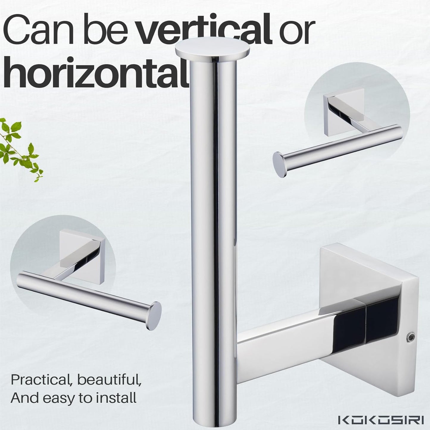 KOKOSIRI Toilet Paper Holder for Bathroom Toilet Roll Holder Hold Mega Rolls Wall Mounted, Polished Chrome Stainless Steel B2008CH