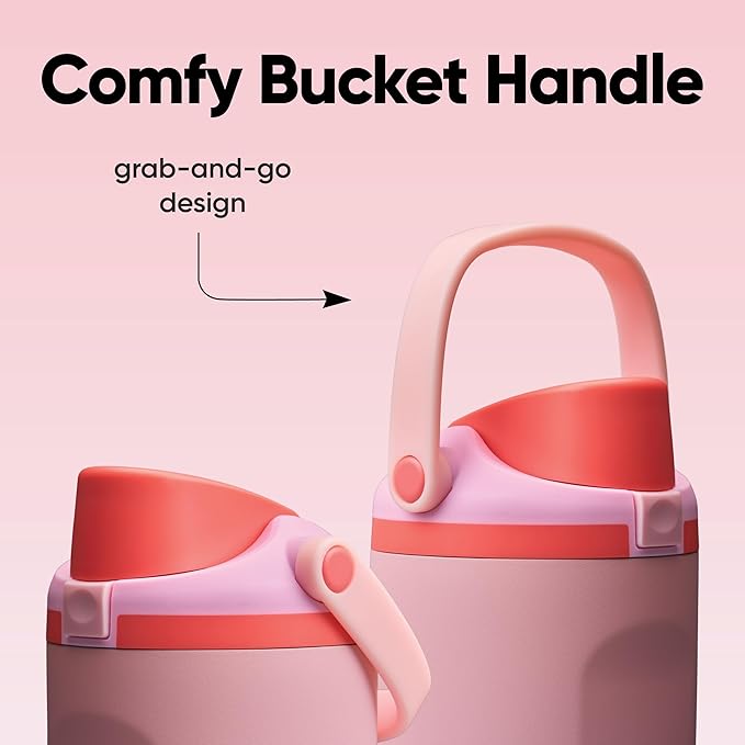 Owala FreeSip Sway Insulated Stainless Steel Water Bottle with Two-Way Spout, Built-In Straw and Bucket Handle, Made for Travel, School, and Sports, 30oz, BPA Free, Leak Proof, Pink Angel Food Cake