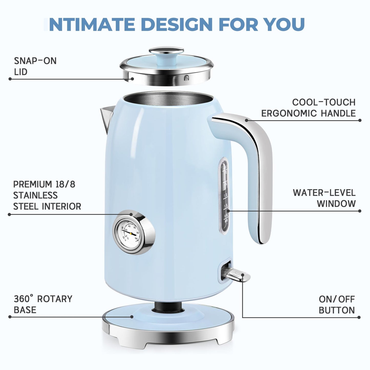 57oz Electric Kettle with Thermometer