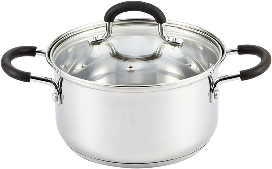 Cook N Home Stainless Steel Stock Pot with Lid 3 Quart, Cooking Sauce Pot Casserole Pan Saucier, Induction Compatible, Dishwasher Safe With Stay-Cool Handles, Silver - Culinary Roots