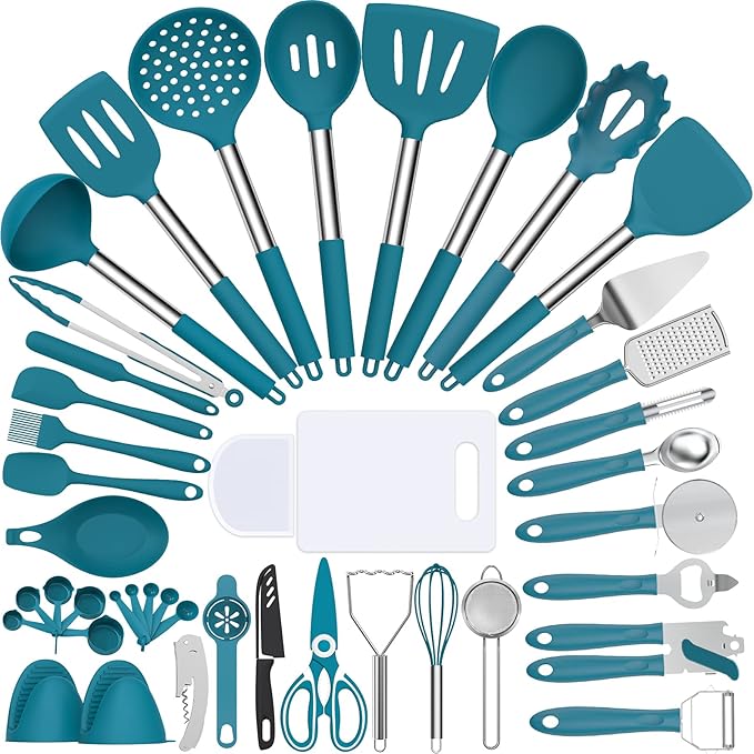 Silicone Kitchen Utensils Set, Umite Chef 43 pcs Cooking Utensils for Nonstick Cookware, Kitchen Tools-Silicone Utensil for Cooking Kitchen Set for Home Kitchen Accessories Set