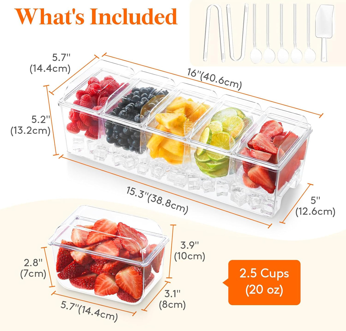 Lifewit 3 Pack Taco Bar Serving Set for Party with Containers(2.5 Cup)&Components,Large Ice Chilled Condiment Caddy Organizer, Garnish Serving Tray Platter for Mimosa Bar Accessories,Fruit,Salad,Food
