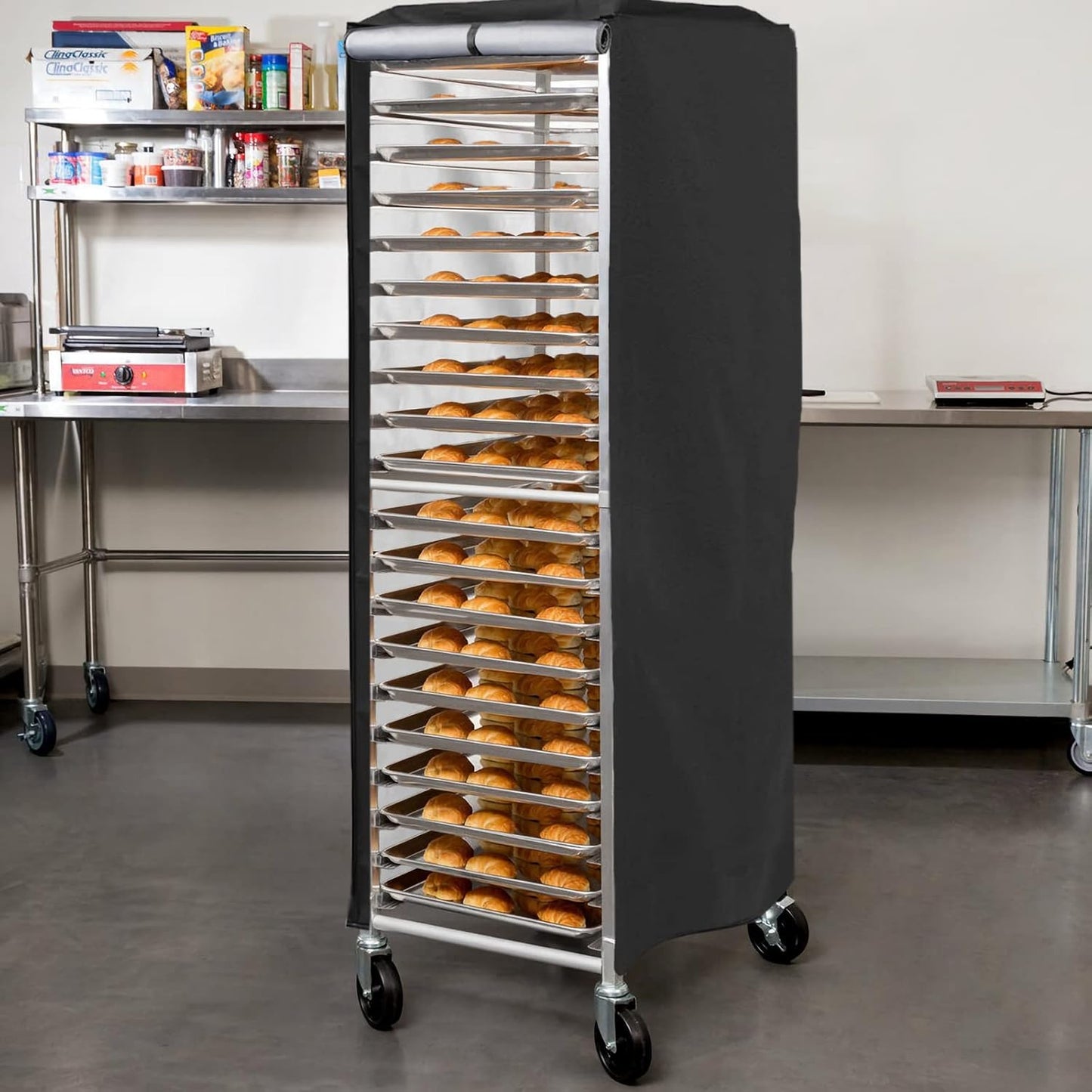 Sealcover Pan Rack Cover, High Density Waterproof and Dustproof Bread Rack Cover, 23"x28"x64", Bakery Single Rack Covers. - Culinary Roots