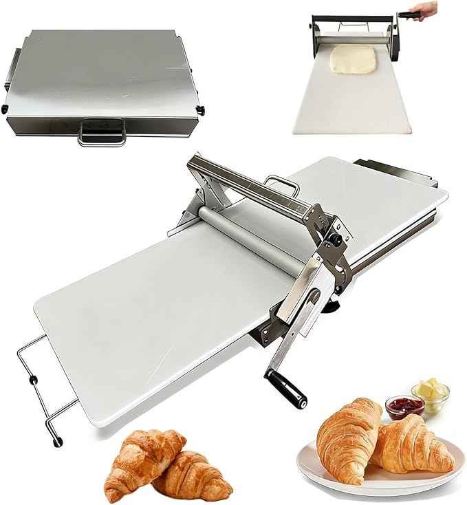 Manual Croissant and Puff Pastry Sheeter Professional Puff Pastry Machine for Bakery and Pastry - Precise Thickness Adjustment Ideal Tool for Artisans and Passionate Individuals(400type)