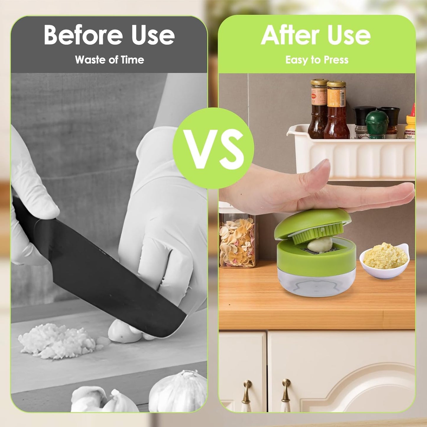 2 Pcs Garlic Press Set, Stainless Steel Garlics Crusher with Silicone Peeler and Cleaner Brush, Easy to Use Garlic Chopper for Shredded Garlic, Ginger, and Fruit - Culinary Roots