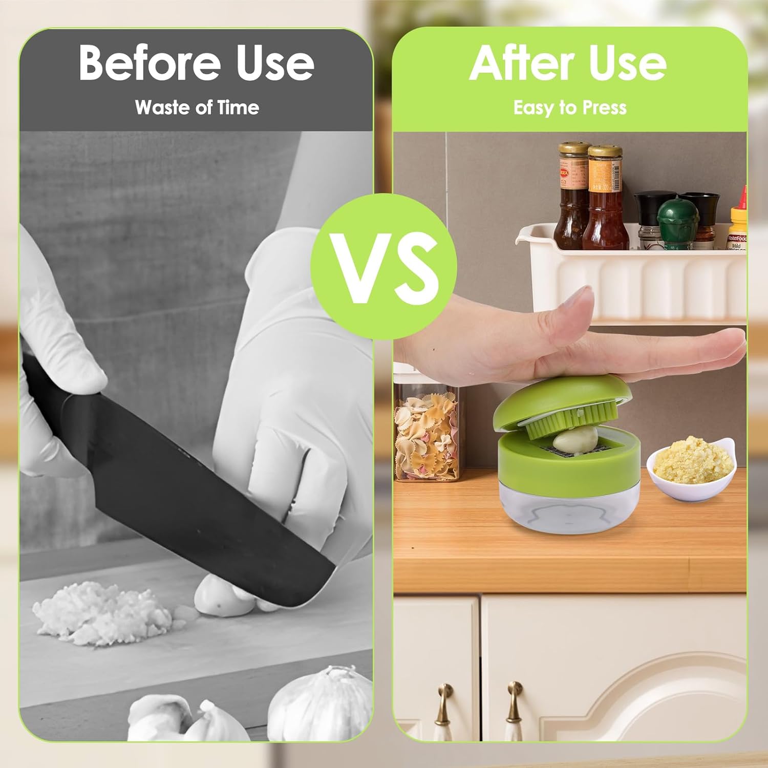2 Pcs Garlic Press Set, Stainless Steel Garlics Crusher with Silicone Peeler and Cleaner Brush, Easy to Use Garlic Chopper for Shredded Garlic, Ginger, and Fruit - Culinary Roots