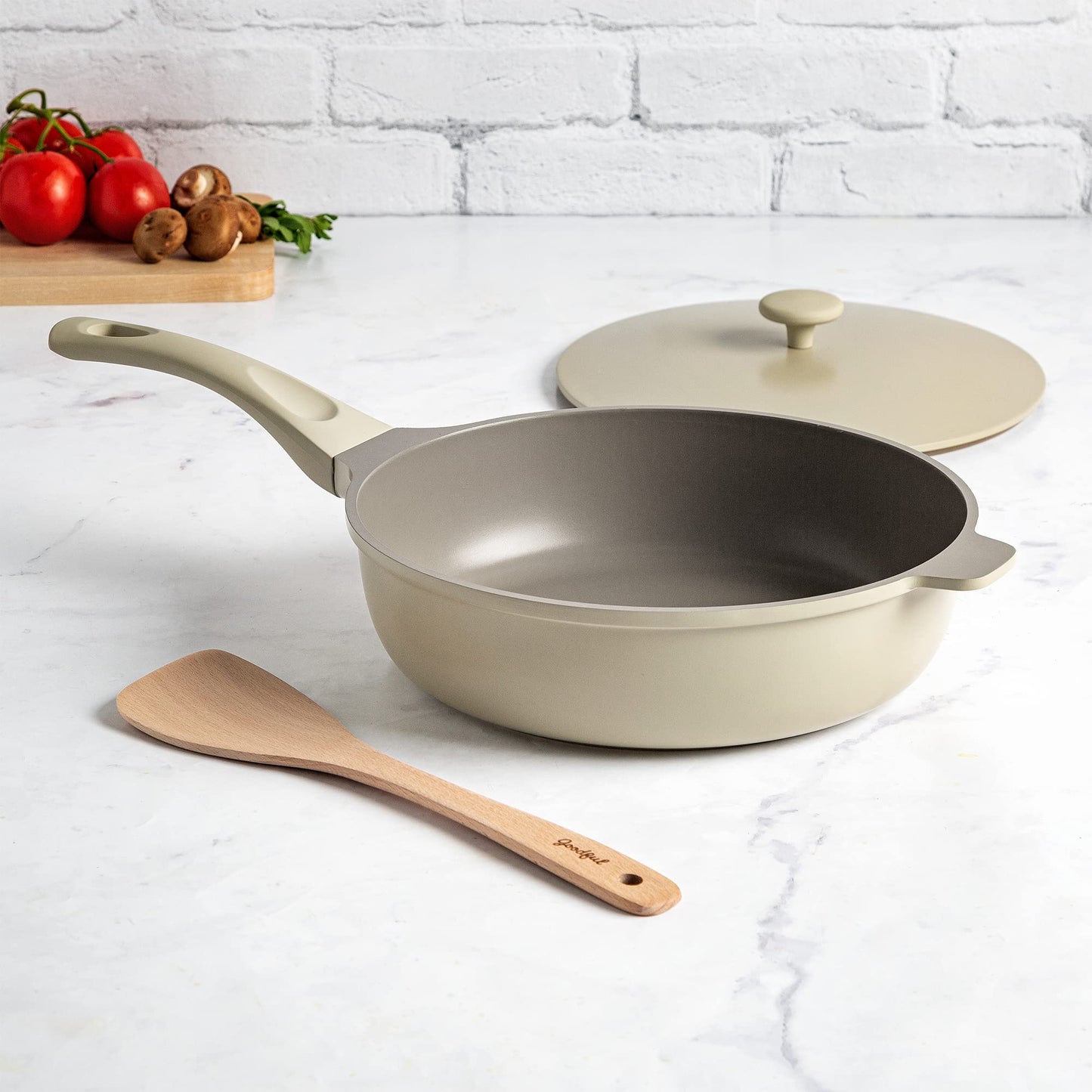 All-in-One Pan, Multilayer Nonstick Cookware Set, High-Performance Construction, Multipurpose Design Replaces Multiple Pots and Pans, Dishwasher Safe, 11-Inch, 4.4-Quart Capacity, Linen