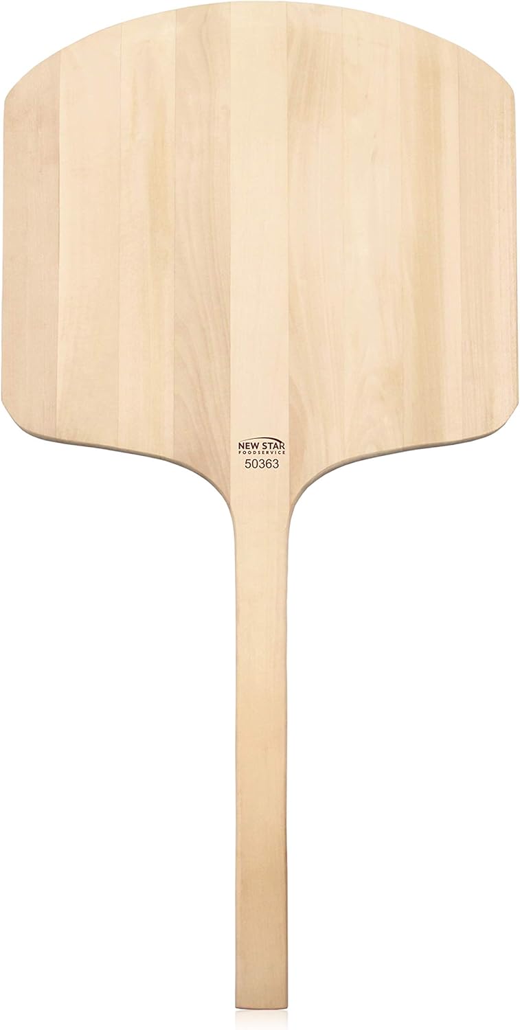 New Star Foodservice 536181 Restaurant-Grade Wooden Pizza Peel, 19" L x 18" W Plate, with 17" L Wooden Handle, 36" Overall Length… - Culinary Roots