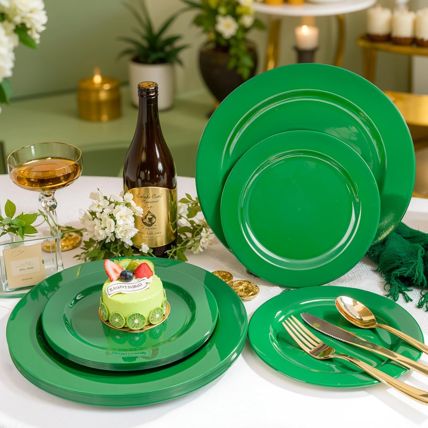 FLOWERCAT 60PCS Green Plates & St. Patrick's Day Plates - Heavy Duty Dark Green plates Disposable for St. Patrick's Party&Super Bowl- Include 30PCS 10.25" Dinner Plates & 30PCS 7.5" Dessert Plates - Culinary Roots