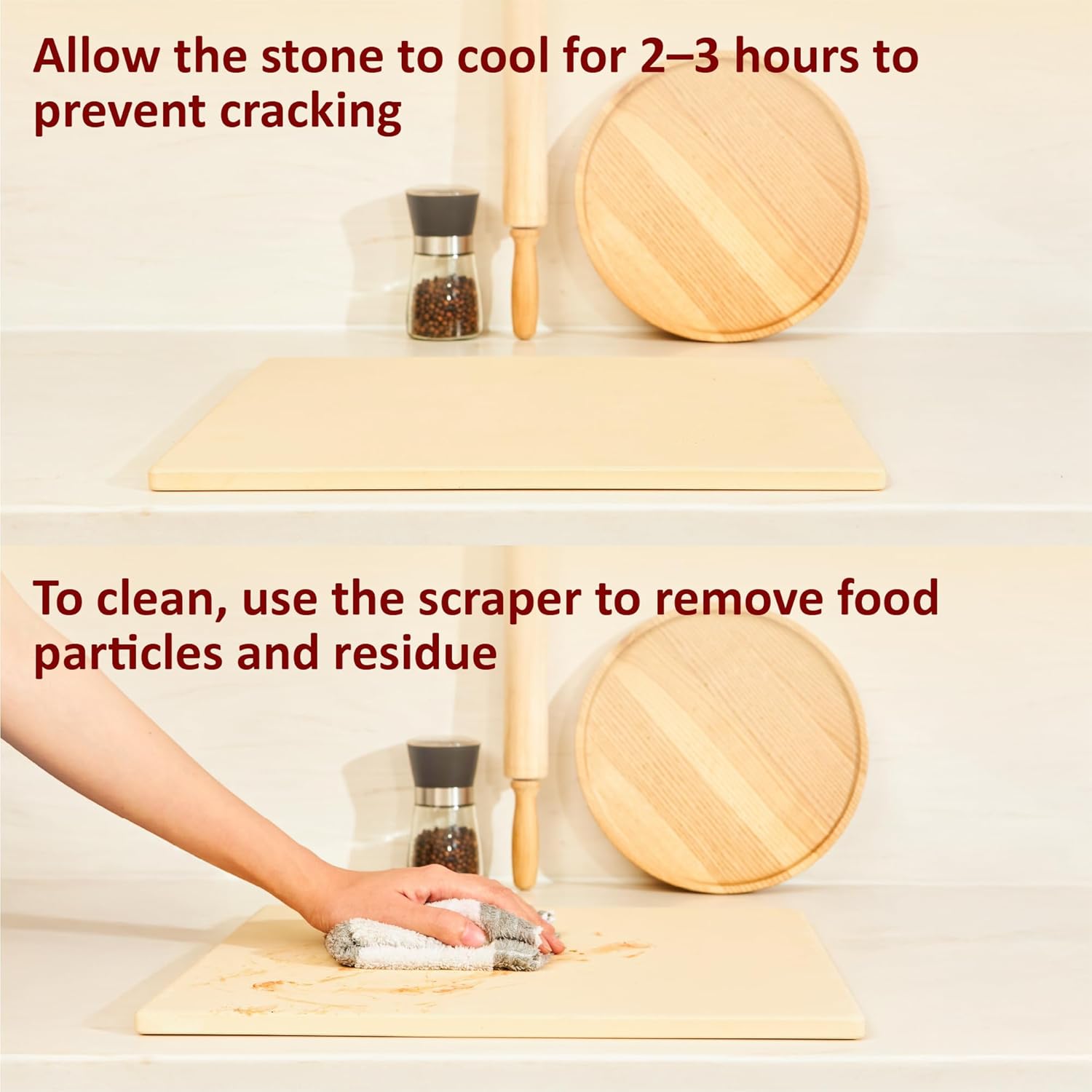 18 Inch Pizza Stone, 16x18 inch Stone for oven and grill - Durable Ceramic Pizza Stone, Heat Resistant up to 1,472°F, Perfect for Homemade Pizza, Bread and More - Culinary Roots