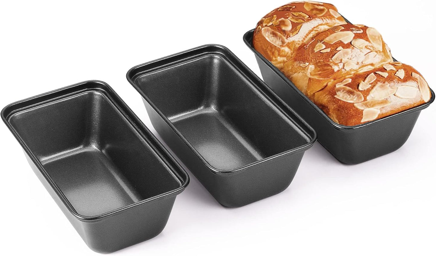 HONGBAKE Mini Loaf Pan for Baking Bread, 6 x 3.3 x 2 In Nonstick Small Banana Bread Tins Set of 3, Tiny Carbon Steel Meatloaf Pan - Dark Grey - Culinary Roots