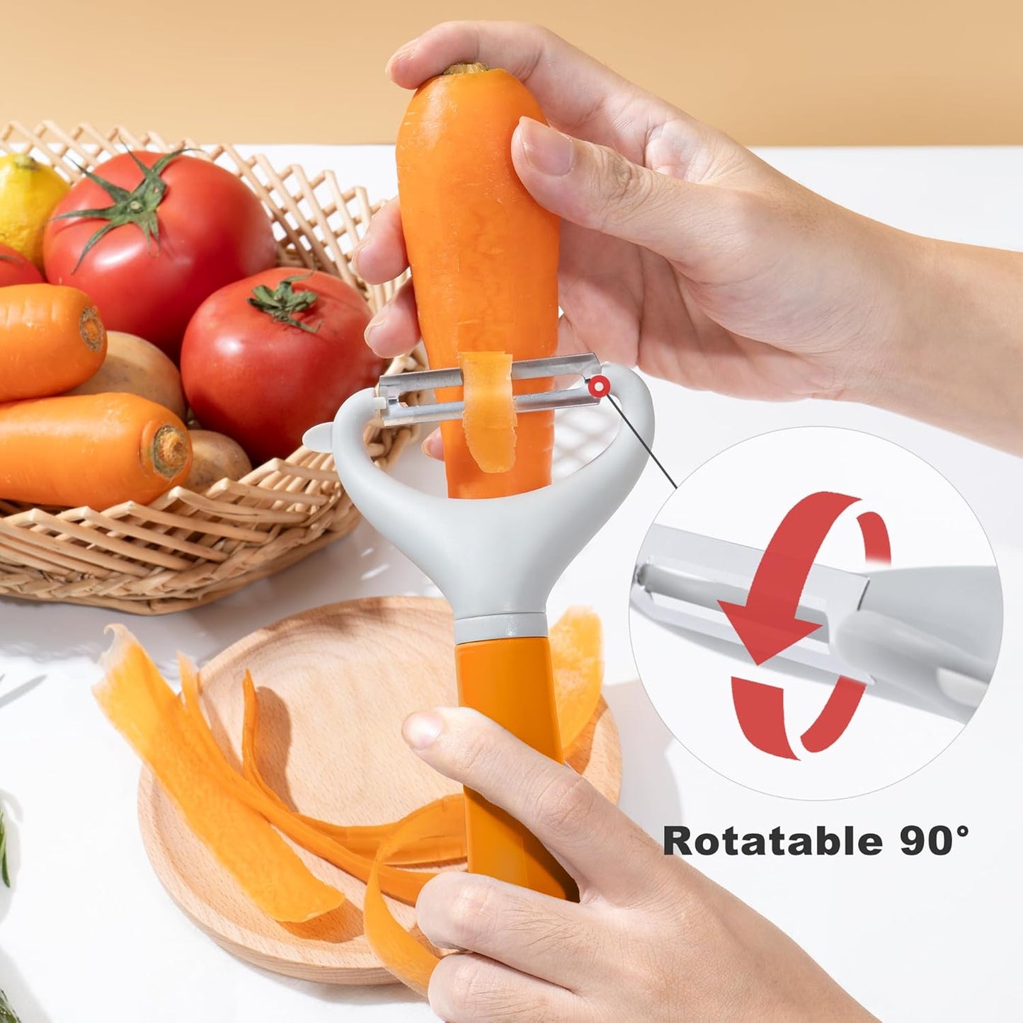 Li&Zhao Vegetable Peelers - Potato Peelers Fruit Peeler Veggie Peeler Carrot Peeler Apple Peeler Garlic Peeler for Kitchen Julienne Peeler, Dishwasher Safe(Orange) - Culinary Roots