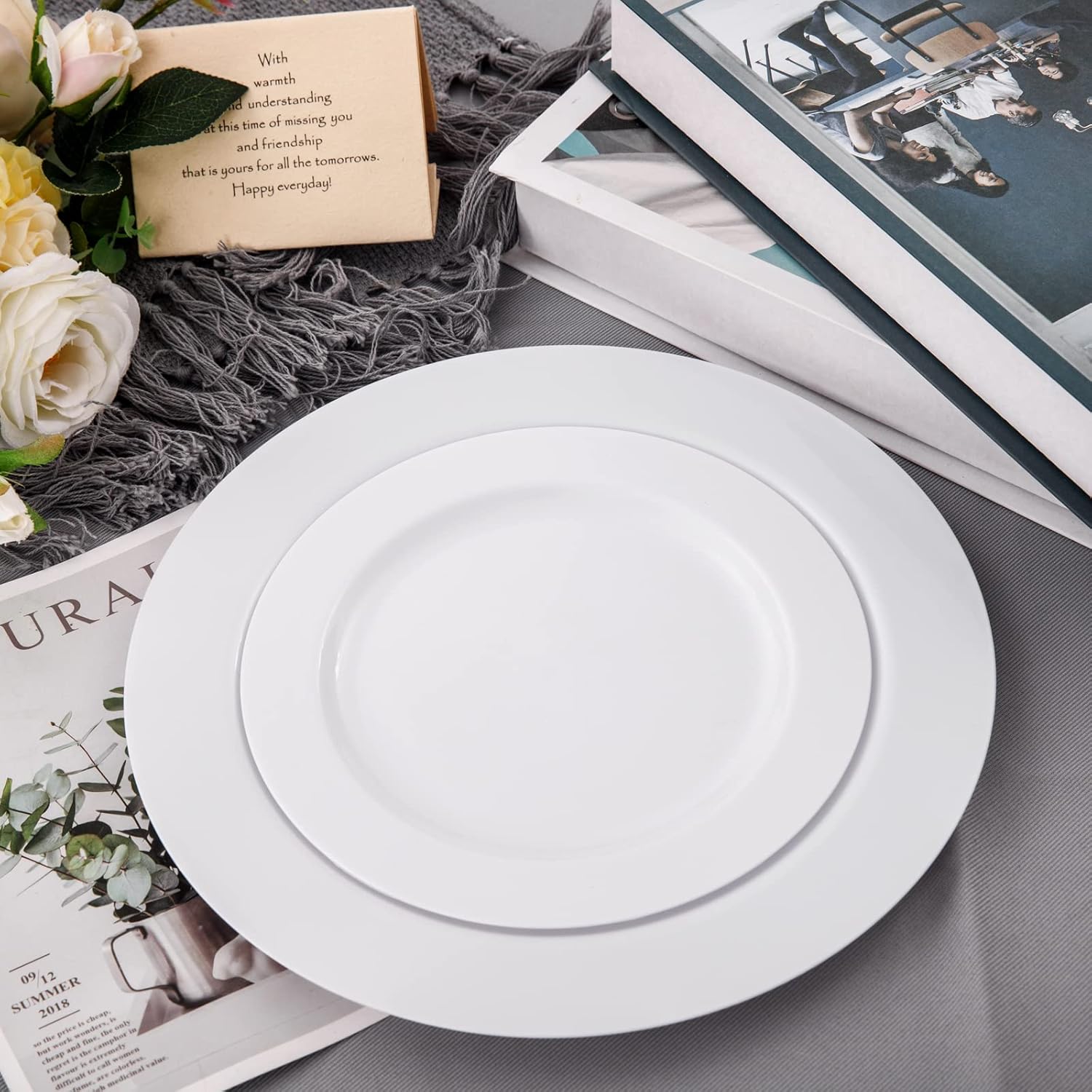 FLOWERCAT 60PCS White Plastic Plates - Heavy Duty White Disposable Plates for Birthday Party/Wedding -serve for 30 guests Include 30PCS 10.25" Dinner Plates & 30PCS 7.5" Dessert Plates for Party - Culinary Roots