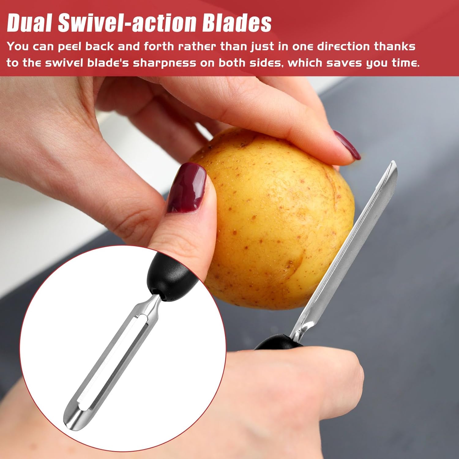 Professional #1071 Vegetable Peeler, Stainless Steel Fruit Potato Peeler, Swivel Vegetable Peeler with Easy Grip Ergonomic Handle & Ultra Sharp Stainless Steel Blades, 7 1/4 Inch Black - Culinary Roots