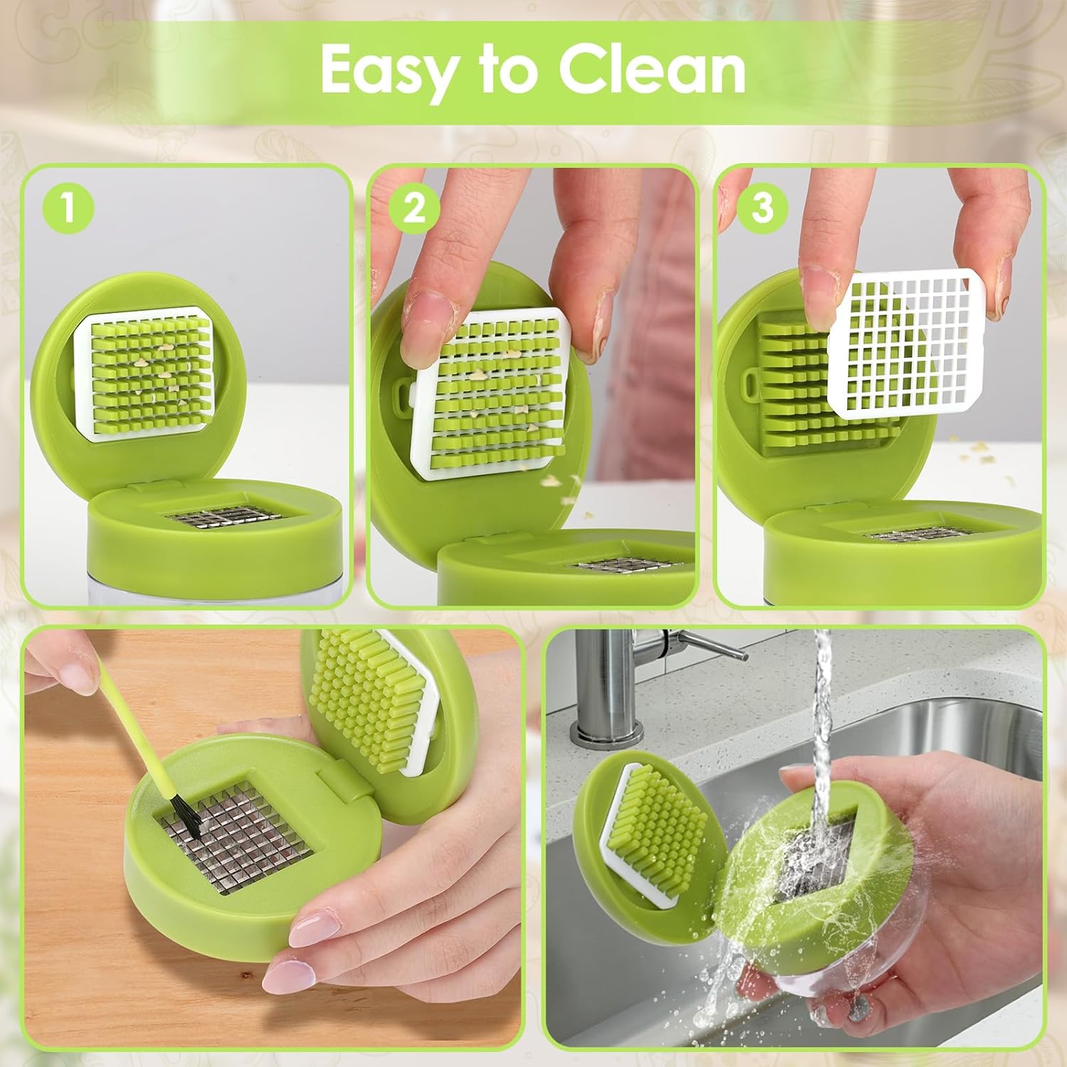 2 Pcs Garlic Press Set, Stainless Steel Garlics Crusher with Silicone Peeler and Cleaner Brush, Easy to Use Garlic Chopper for Shredded Garlic, Ginger, and Fruit - Culinary Roots