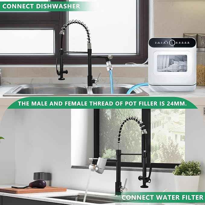 Pull Down Kitchen Faucet with Sprayer,Fapully Commercial Matte Black&Brushed Nickel Kitchen Sink Faucets