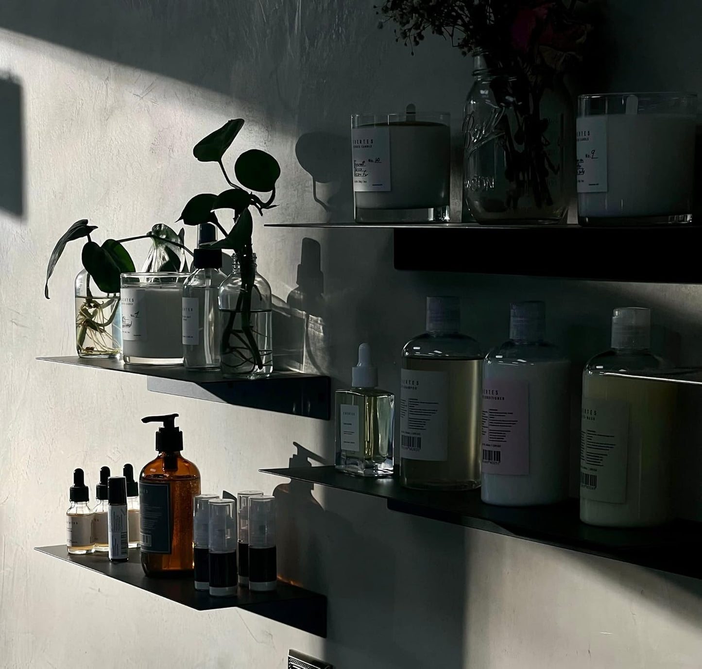 DIY CARTEL Made in USA Linear Floating Shelf - Steel/Metal - Professionally Powder Coated - Industrial Heavy Duty Wall Mounted Modern Rustic Shelf Ledge (24-in X 8-in Powder Coated Matte Black)