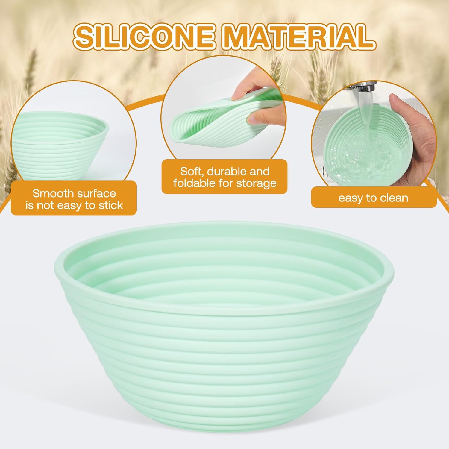 Silicone Banneton, Sourdough Bread Baskets (Set of 6, 5 Inch), Round Proofing Bread Bowls with Starter Kit, Bread Making Baking Supplies - Culinary Roots