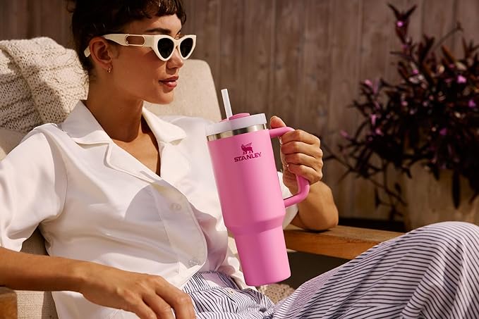 STANLEY Quencher H2.0 Tumbler with Handle and Straw 40 oz | Flowstate 3-Position Lid | Cup Holder Compatible for Travel | Insulated Stainless Steel Cup | BPA-Free | Blue Sky