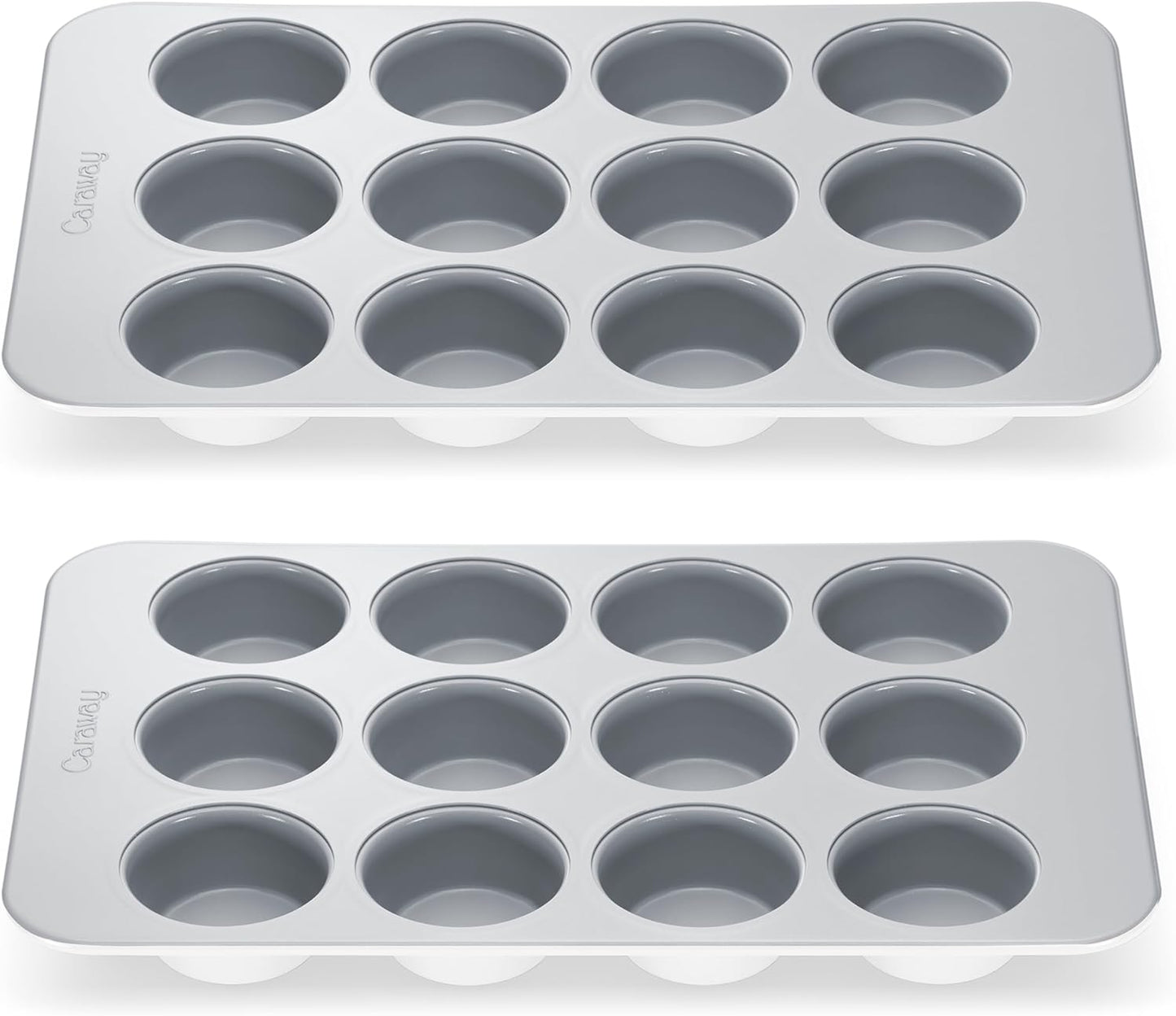 Caraway Non-Stick Ceramic 12-Cup Muffin Pan Duo - Naturally Slick Ceramic Coating - Non-Toxic, PTFE & PFOA Free - Perfect for Cupcakes, Muffins, and More - White - Culinary Roots
