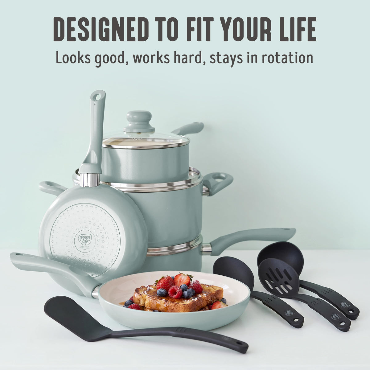16pc Ceramic Nonstick Pots & Pans Cookware Set