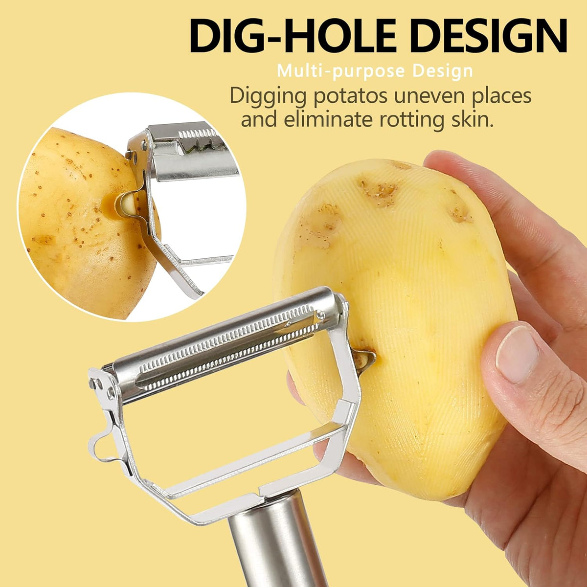 Stainless Steel Peeler Julienne Cutter Slicer for Carrot Potato Melon Vegetable and Fruit with Cleaning Brush - Culinary Roots