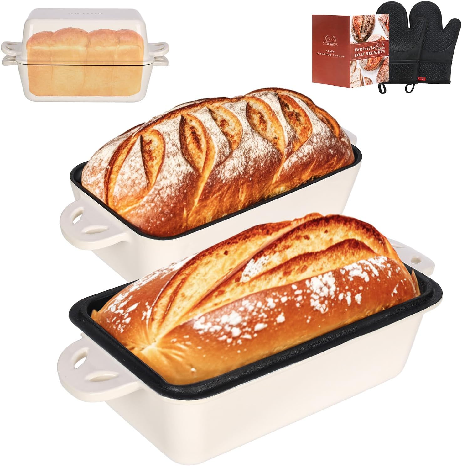 9x5 Enameled Cast Iron Loaf Pan with Lid - 2 in 1 Bread Pan for Baking Homemade Sourdough - Culinary Roots