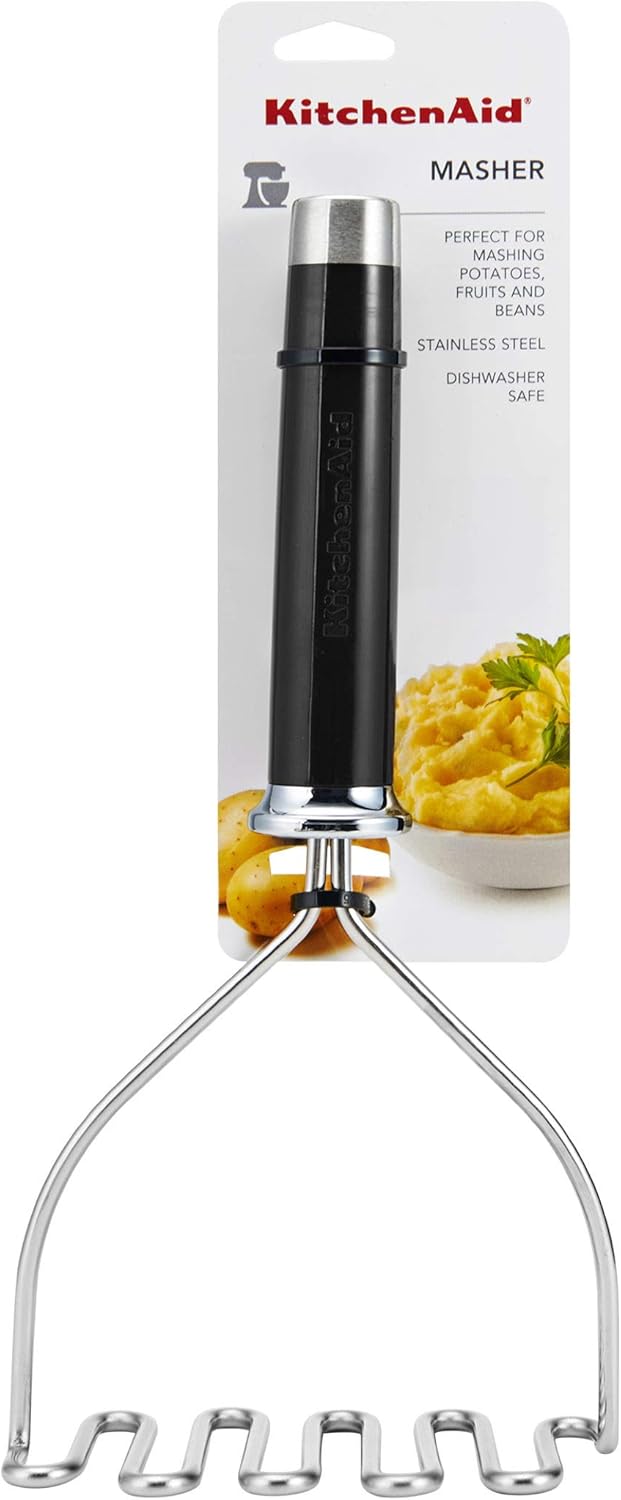 KitchenAid Gourmet Stainless Steel Wire Masher, 10.24-Inch, Black - Culinary Roots