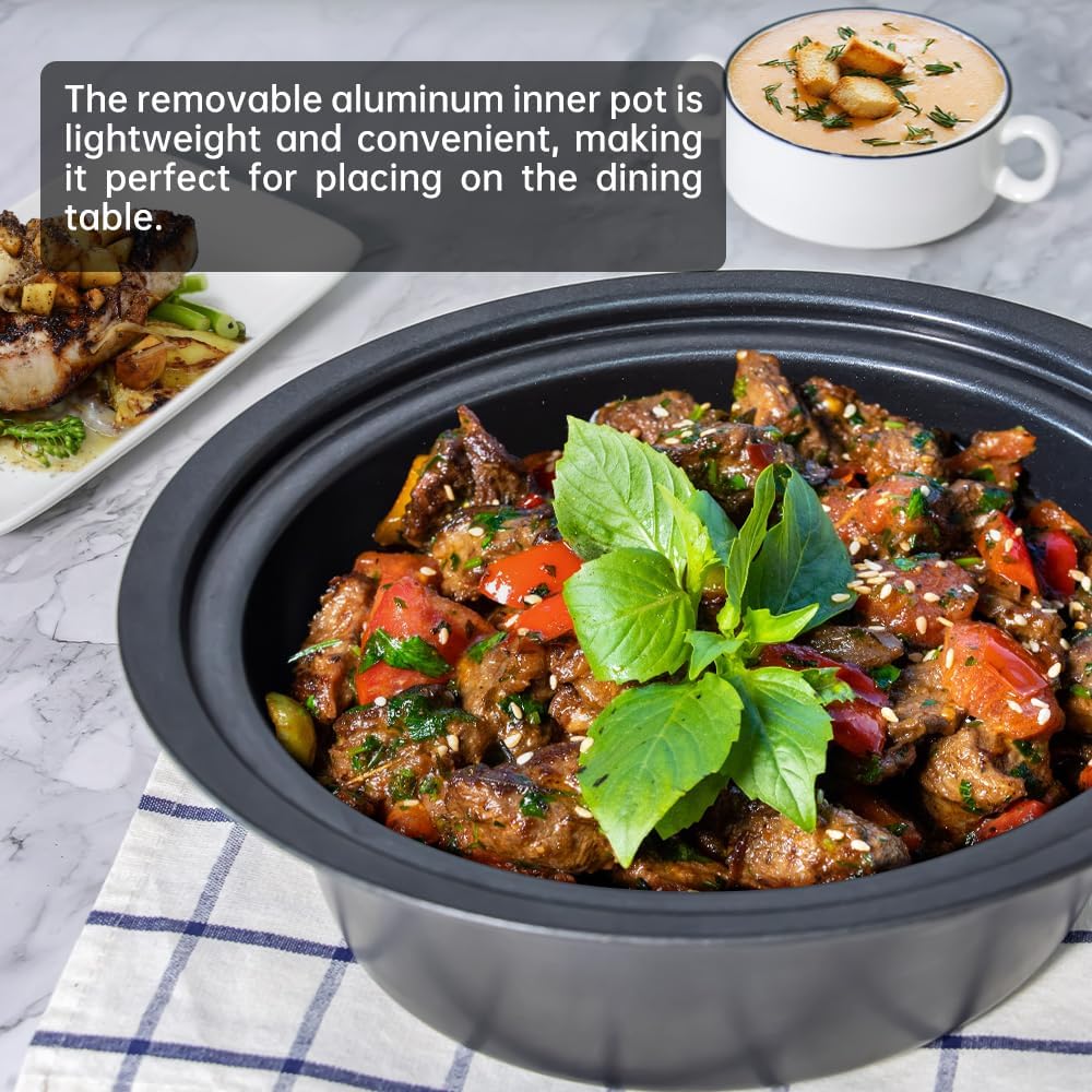 ICOOK USC-35-OP001BL 3.5 Quart Slow Cooker,Aluminium Sear/Sauté Stew Pot Stovetop safe,Dishwasher Safe,Glass Lid,Adjustable Temp,Food Warmer,Blue - Culinary Roots