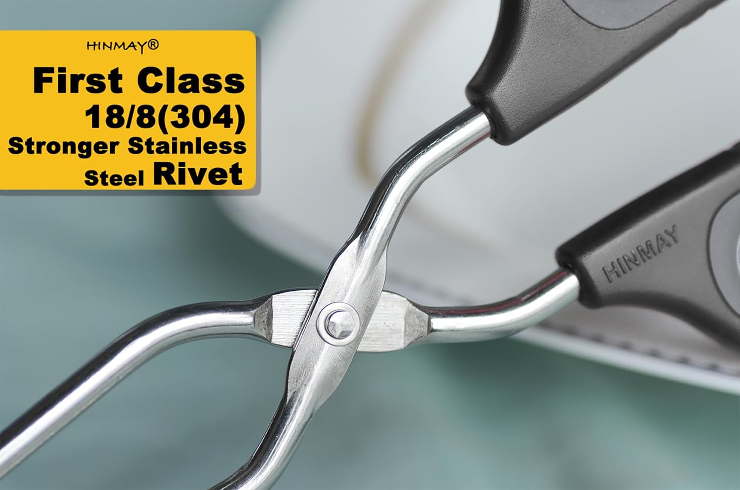 Scissor Tongs 10-Inch Stainless Steel Scissor Style Tongs (Black Handle) - Culinary Roots