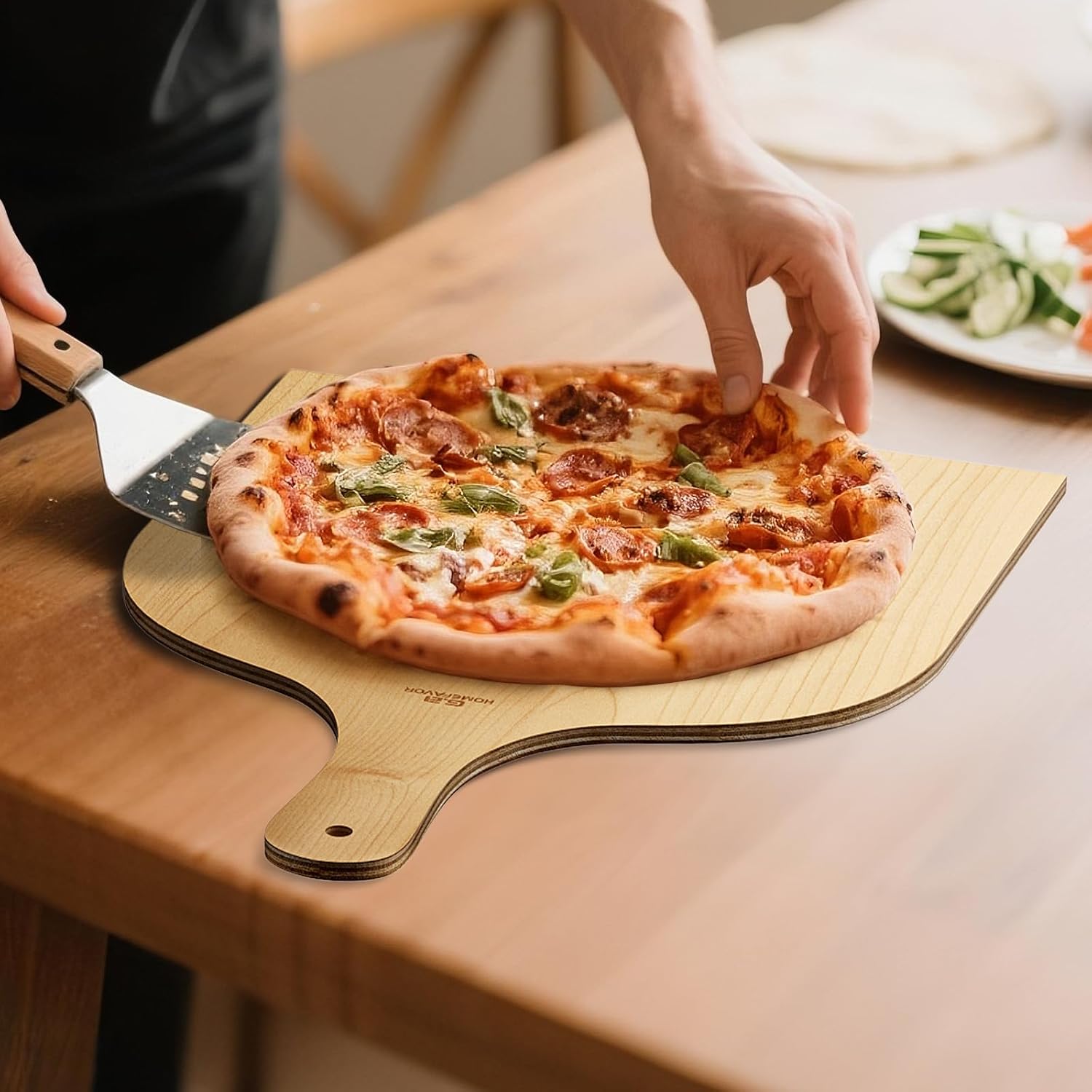 G.a HOMEFAVOR 2 Pack Wooden Pizza Peel - Pizza Paddle Spatula 12 inch with Wood Handle, Oven Accessory for Pizza Making, Large Cutting Board for Transferring Pizza - Culinary Roots