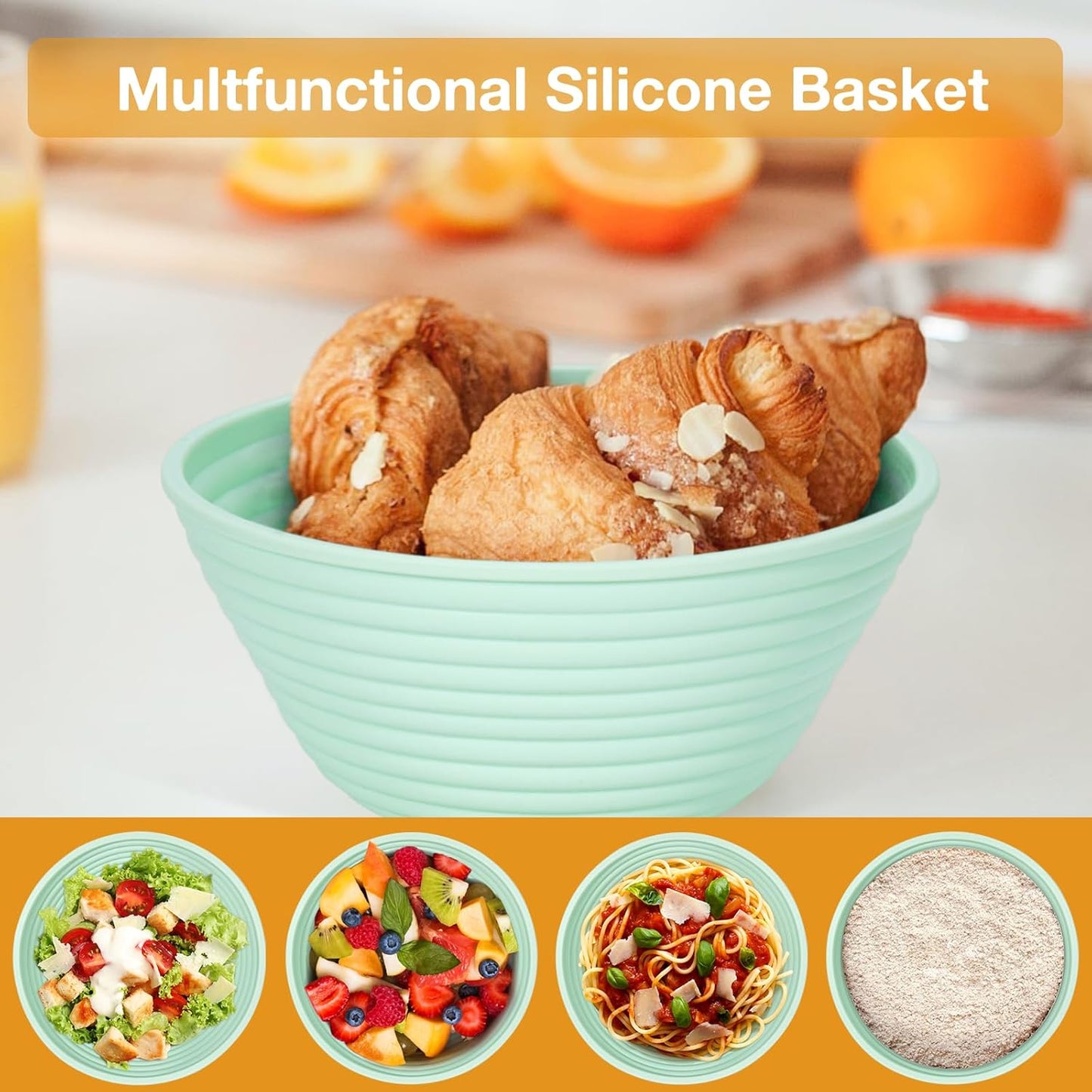 Silicone Banneton, Sourdough Bread Baskets (Set of 6, 5 Inch), Round Proofing Bread Bowls with Starter Kit, Bread Making Baking Supplies - Culinary Roots