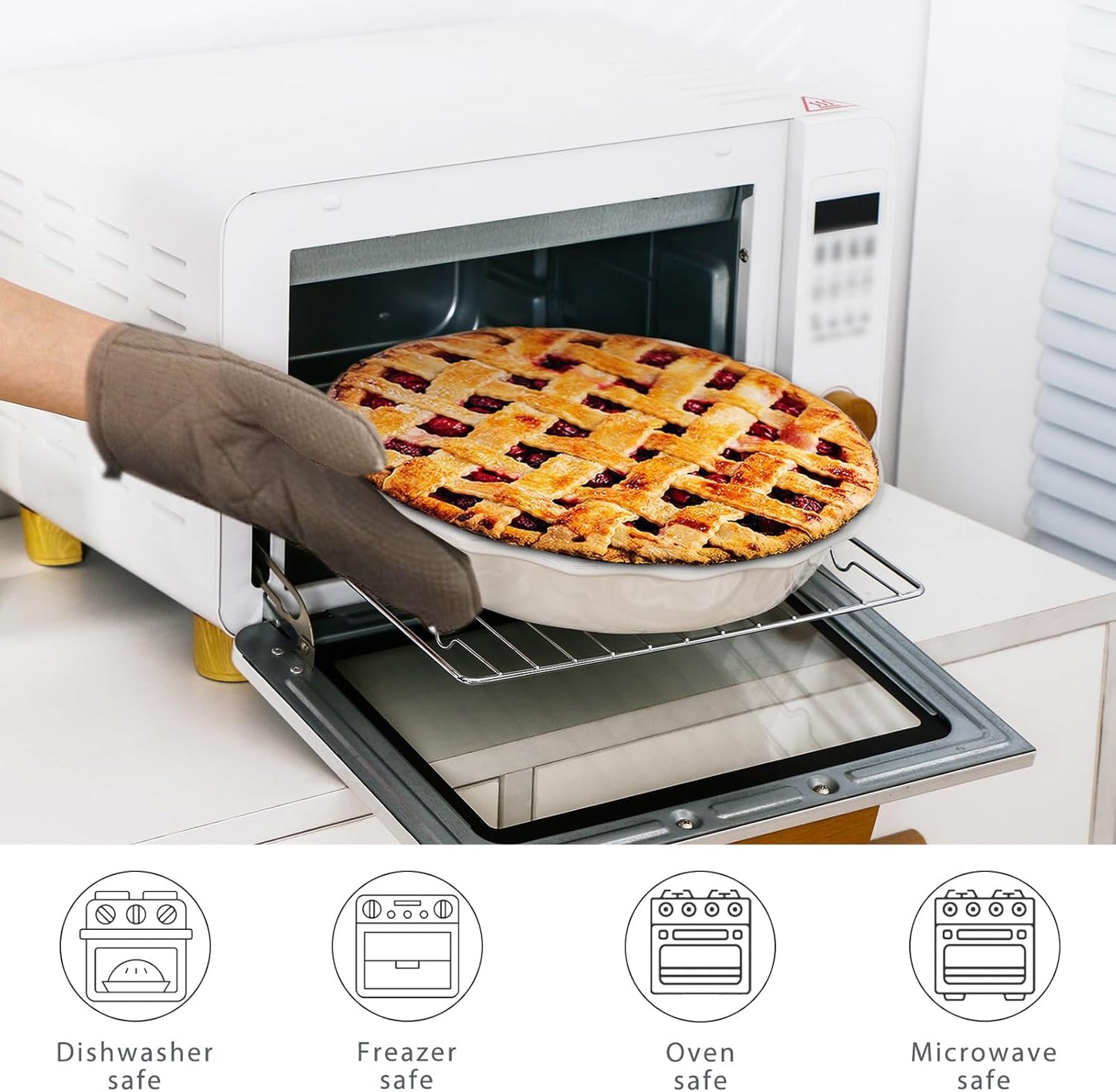Lareina Ceramic Pie Pans for Baking, 9 Inch Deep dish pie plates with Ruffled Edge for Apple Pie, Durable Pie Dish, Non-Stick, Oven & Dishwasher Safe, Set of 2, White - Culinary Roots